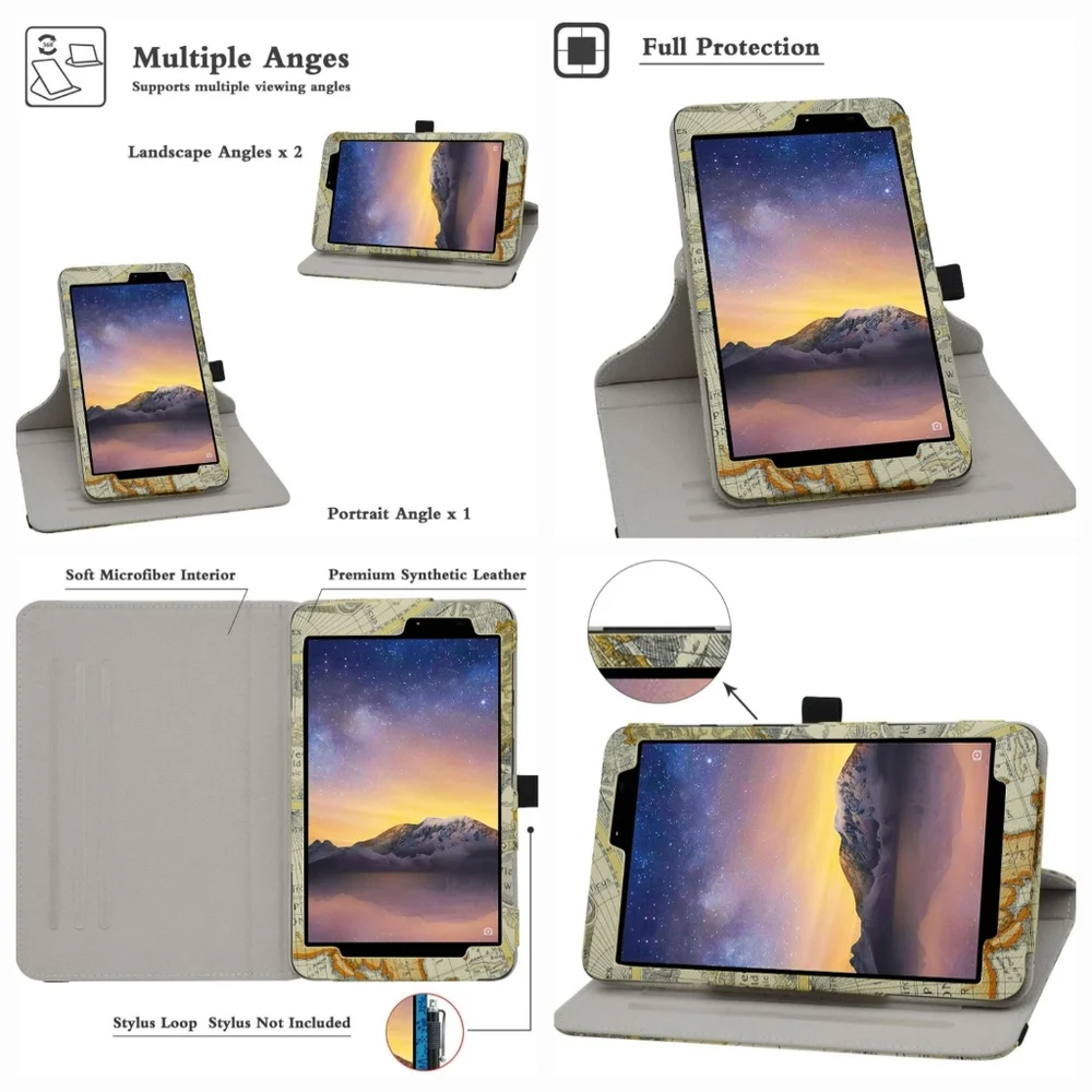 Bige for Moxee Tablet 8 inch Rotating Case,360 Degree Rotary Stand, Full Protect
